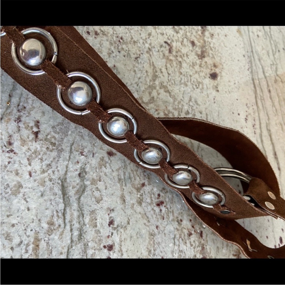 Brown suede and metal belt